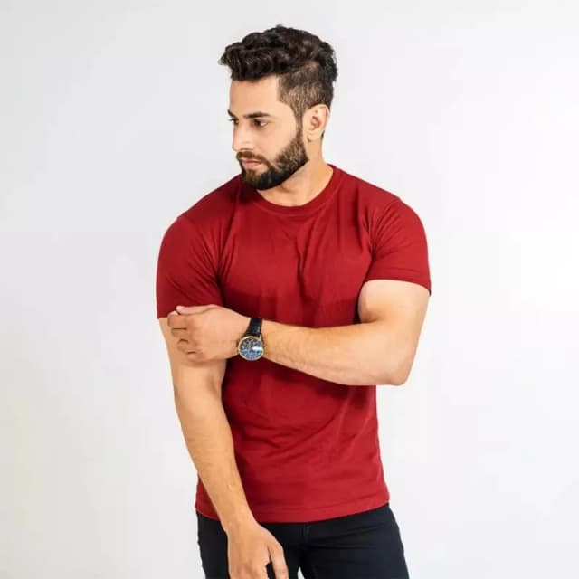 Maroon Double Stitching Expert Quality T-Shirt For Men