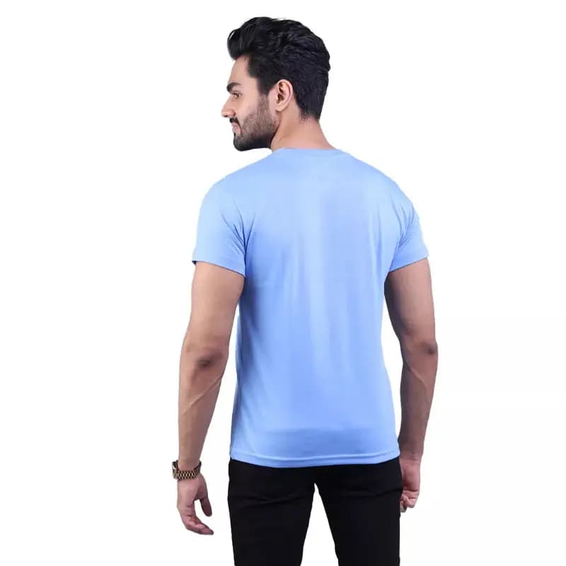 Sky Blue Double Stitching Expert Quality T-Shirt For Men