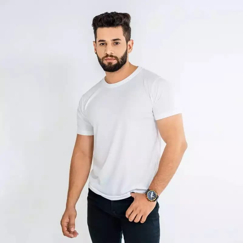White Double Stitching Expert Quality T-Shirt For Men