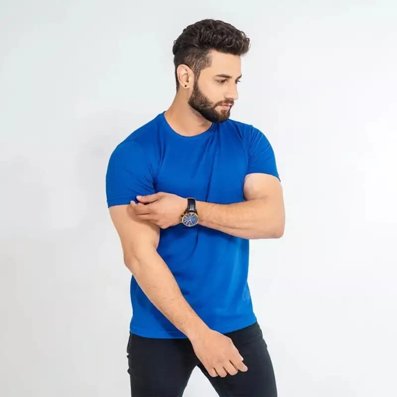 Royel Blue Double Stitching Expert Quality T-Shirt For Men