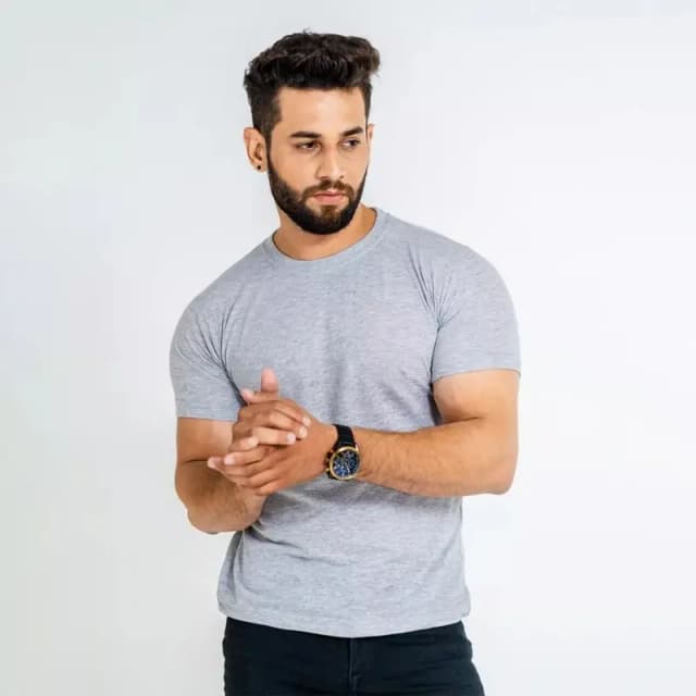 Heather Grey Double Stitching Expert Quality T-Shirt For Men