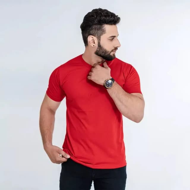 Red Double Stitching Expert Quality T-Shirt For Men