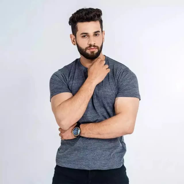 Charcoal Grey Double Stitching Expert Quality T-Shirt For Men