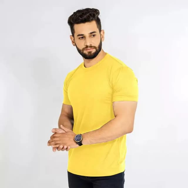 Yellow Double Stitching Expert Quality T-Shirt For Men