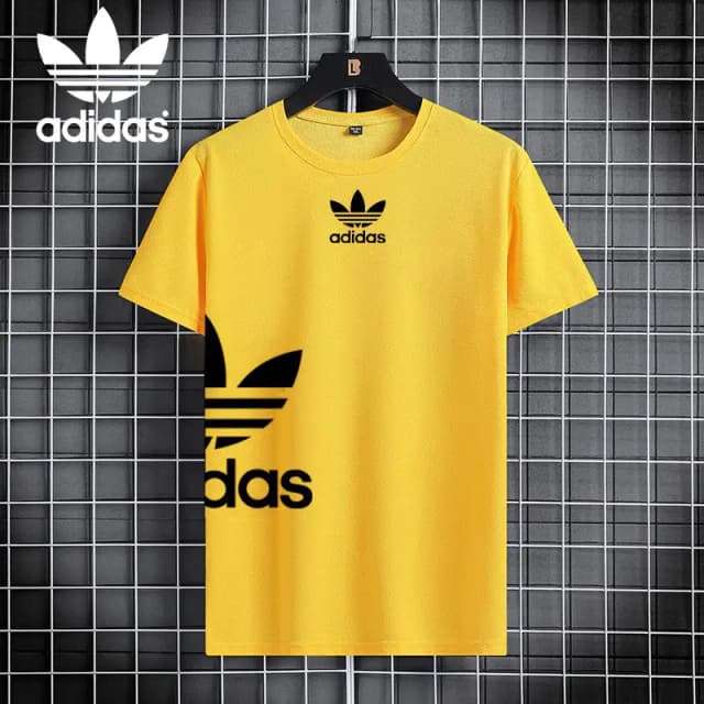 Adidas Yellow Printed Permium Quality T-Shirt For Men