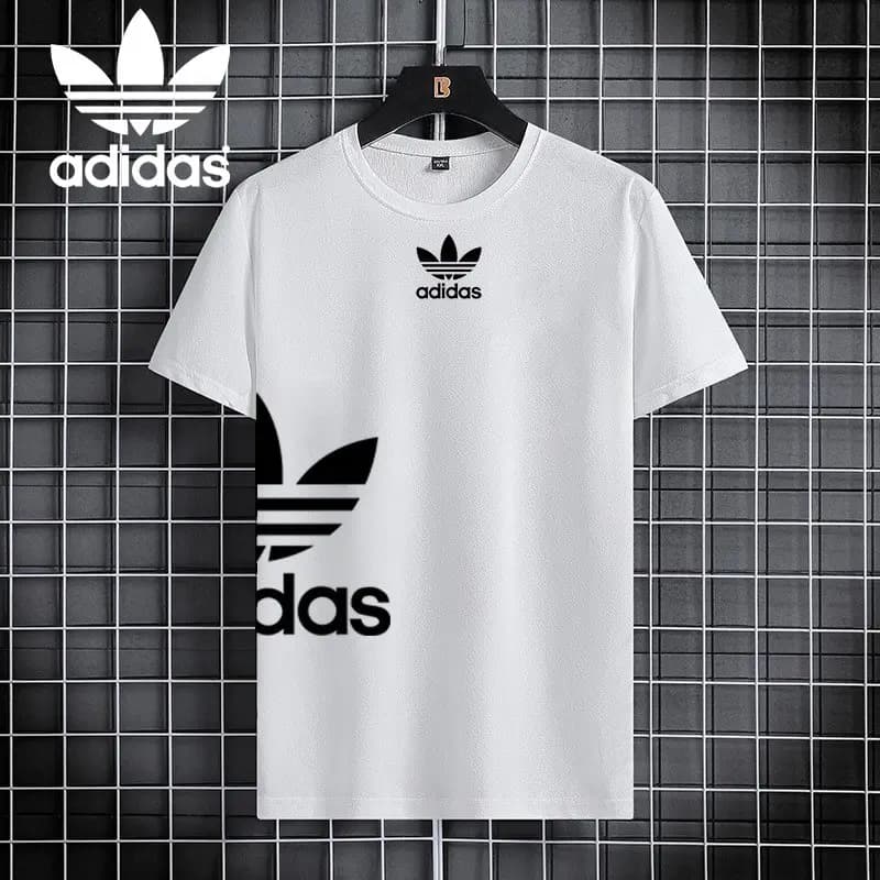Adidas White Printed Permium Quality T-Shirt For Men
