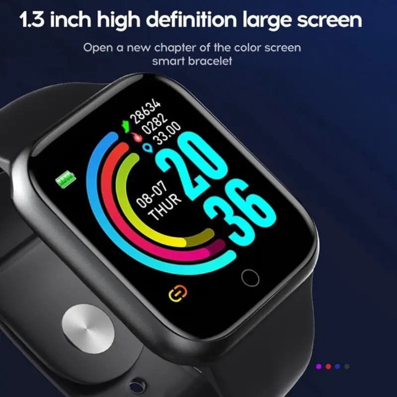 D20 Heart Rate Blood Pressure Smartwatch Color Screen Fitness Tracker Waterproof