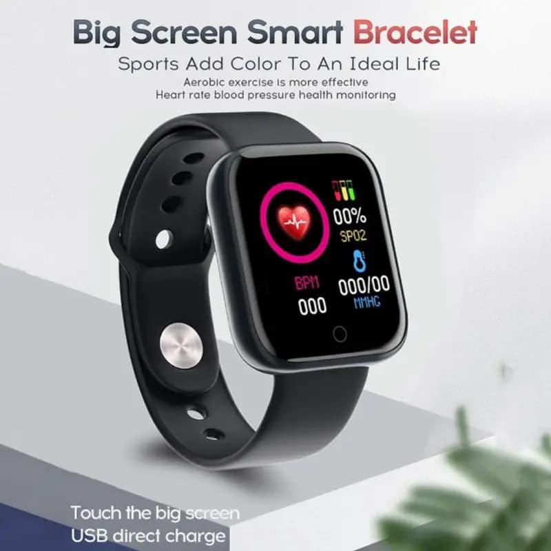 D20 Heart Rate Blood Pressure Smartwatch Color Screen Fitness Tracker Waterproof