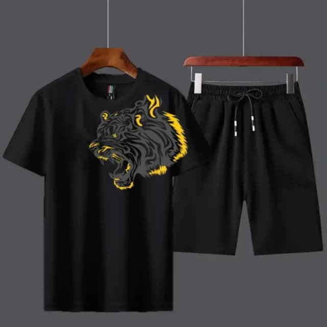 Black Loin Print Tracksuit For Men