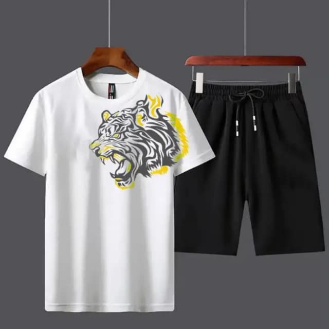 White Loin Print Tracksuit For Men