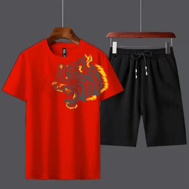 Red Loin Print Tracksuit For Men