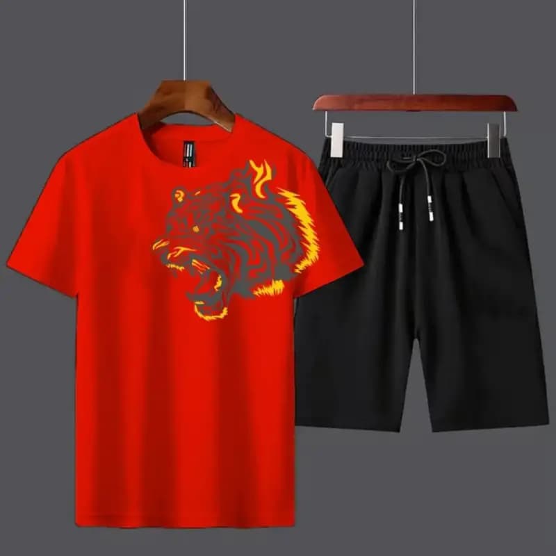 Red Loin Print Tracksuit For Men