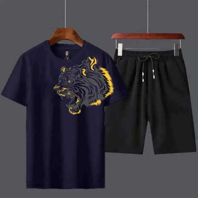Navy Blue Loin Print Tracksuit For Men
