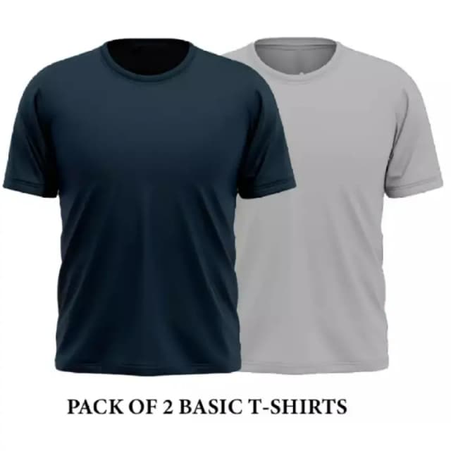 Pack of 2 Basic Round Neck Cotton Jersey T-Shirt For Men