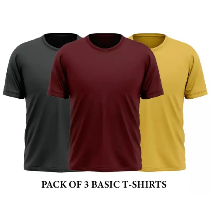 Pack of 3 Basic Round Neck T-Shirt For Men