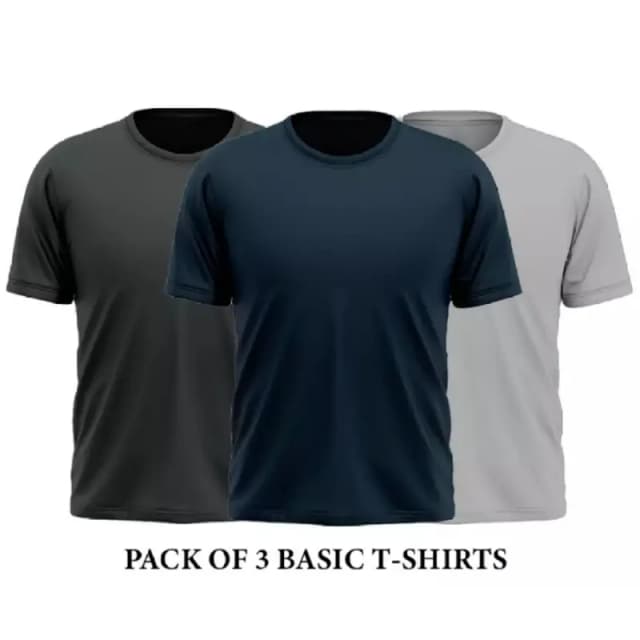 Pack of 3 Basic Round Neck T-Shirt For Men