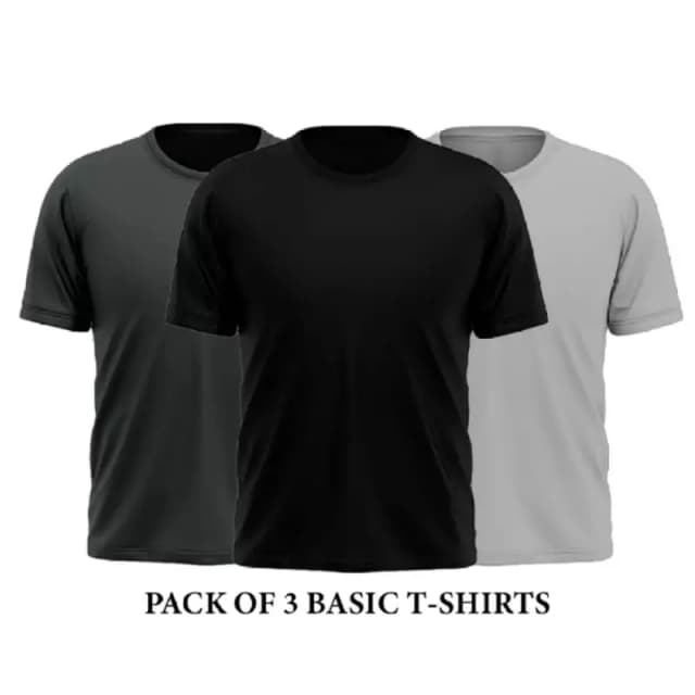 Pack of 3 Basic Round Neck Cotton Jersey T-Shirt For Men