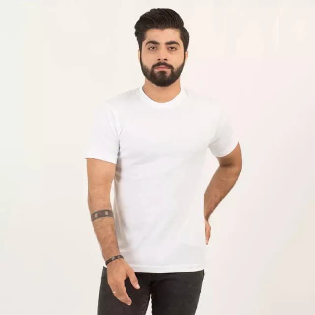 Basic White Round Neck Best Quality T-Shirt For Men