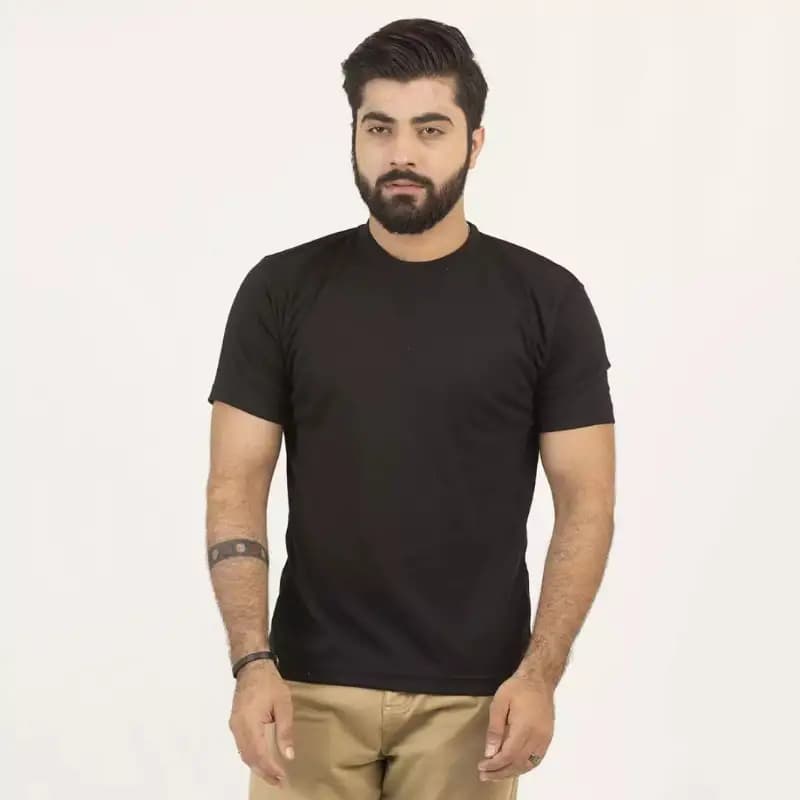 Basic Black Round Neck Best Quality T-Shirt For Men