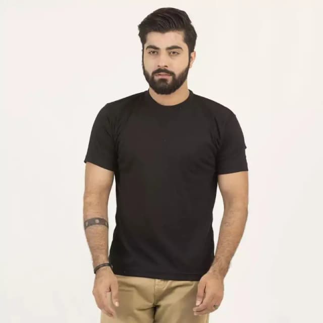 Basic Black Round Neck Best Quality T-Shirt For Men