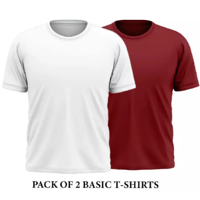Pack of 2 Basic Round Neck Cotton Jersey T-Shirt For Men