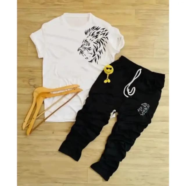 White Lion Printed Sports Polyester Fabric Tracksuit For Men