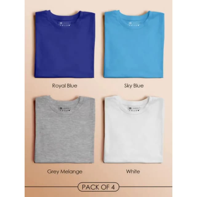 Pack Of 4 Basic Round Neck T-Shirt For Men