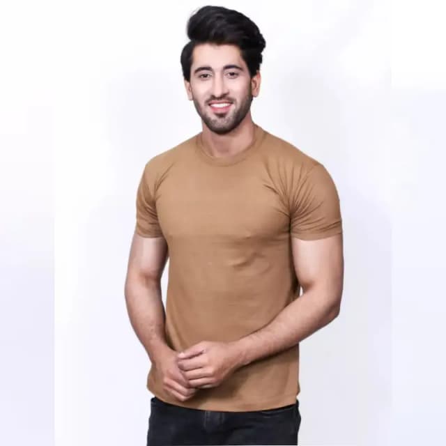 Light Brown Basic T-Shirt For Men