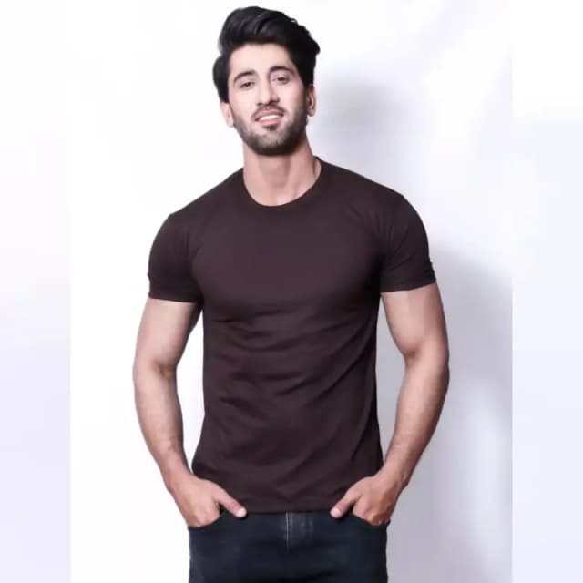 Dark Brown Basic T-Shirt For Men