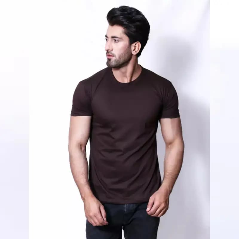 Dark Brown Basic T-Shirt For Men