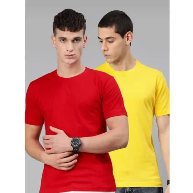 Pack Of 2 Red Yellow T-Shirt For Men