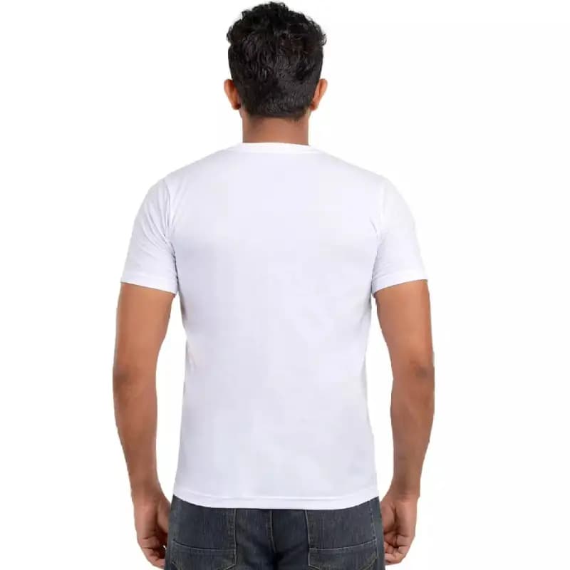 White Basic Round Neck Cotton Jersey T-Shirt For Men