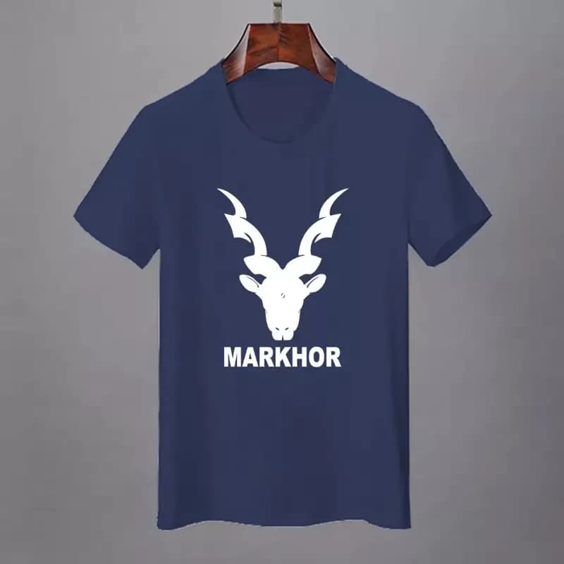 Navy Blue Markhor Printed Permium Quality T-Shirt For Men