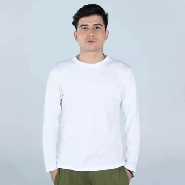White Full Sleeves T-Shirt For Men