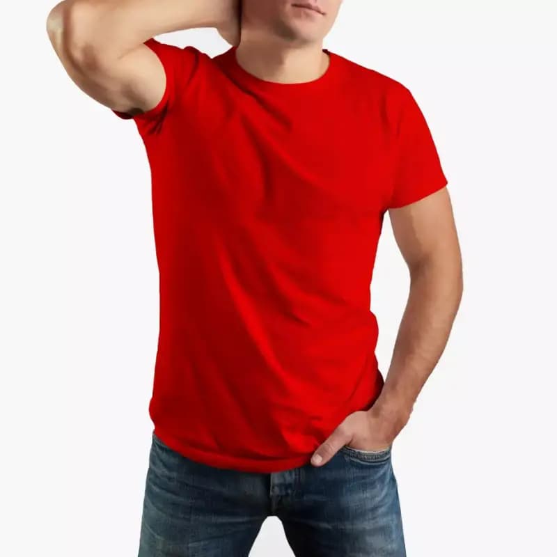 Red Basic Sports Polyester T-Shirt For Men