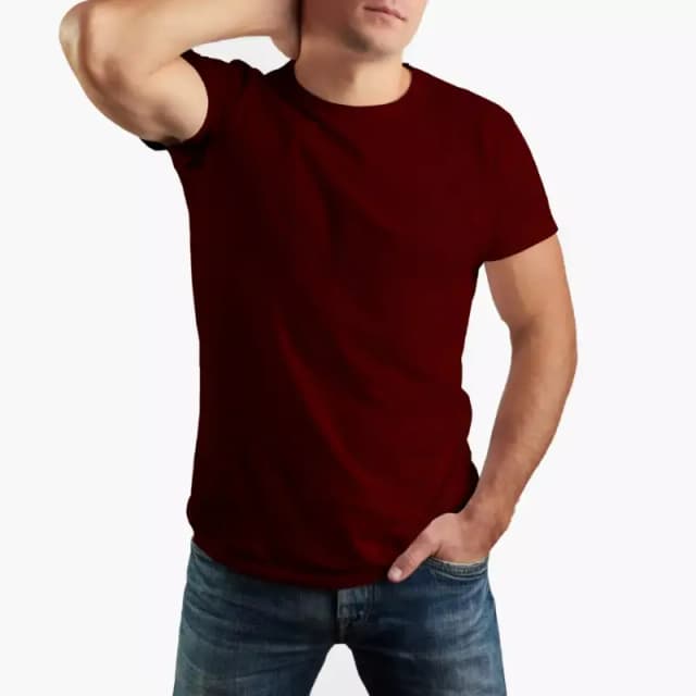 Maroon Basic Sports Polyester T-Shirt For Men