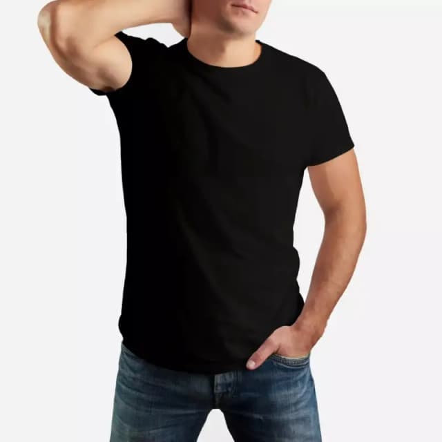 Black Basic Sports Polyester T-Shirt For Men