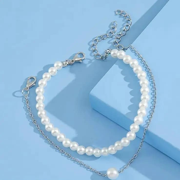 2 Pcs Silver Anklet