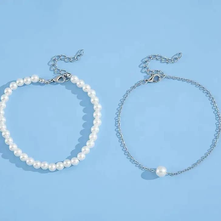2 Pcs Silver Anklet