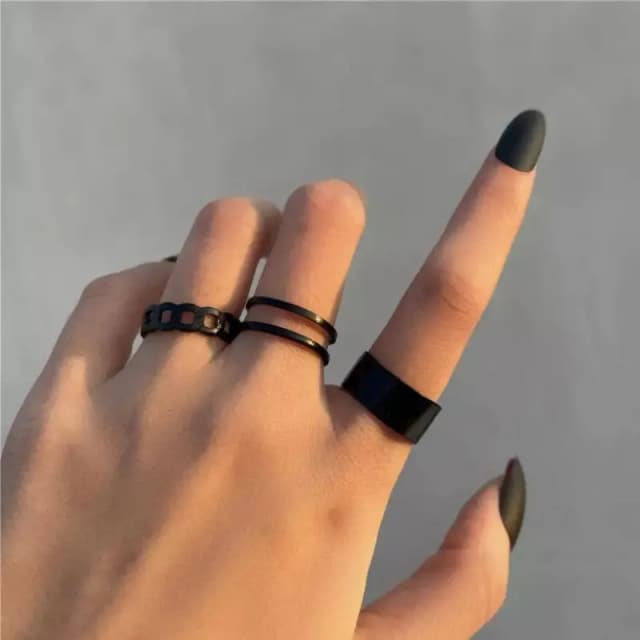 Hip Hop Pack of 3 Rings Set