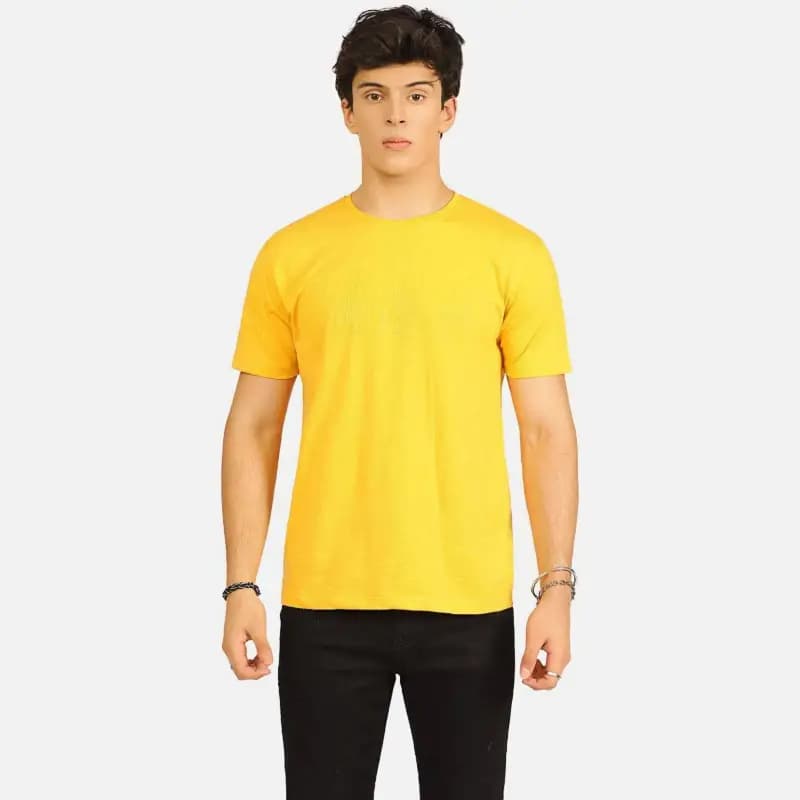 Yellow Basic Round Neck T-Shirt