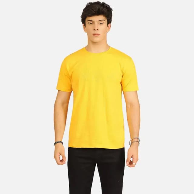 Yellow Basic Round Neck T-Shirt
