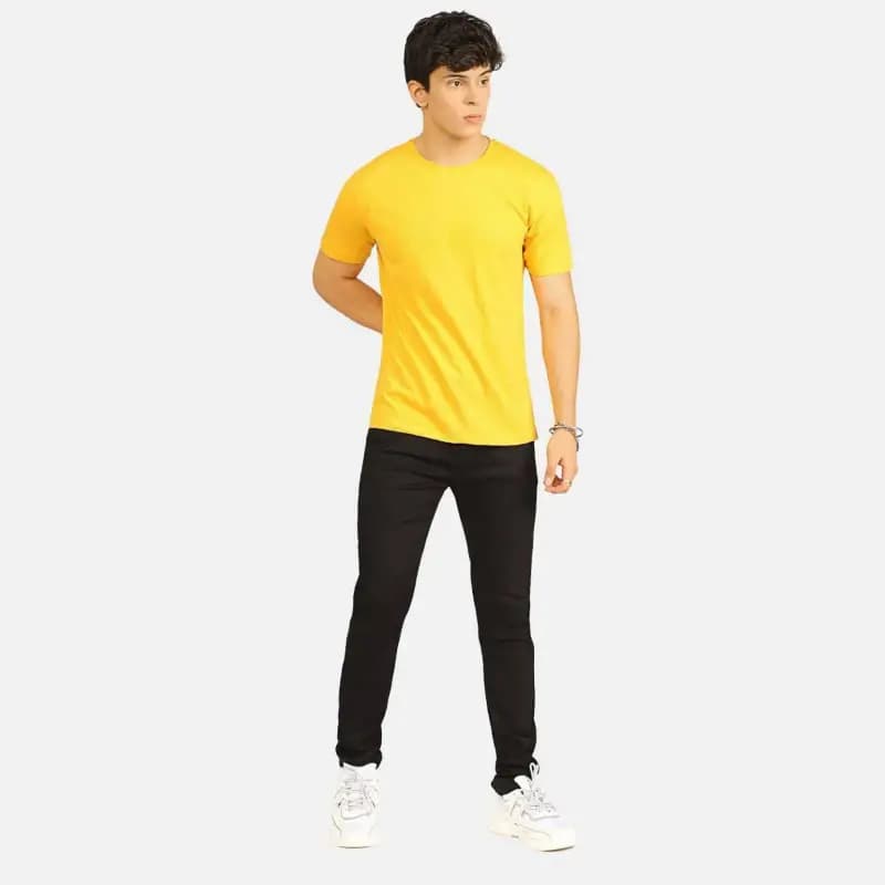 Yellow Basic Round Neck T-Shirt