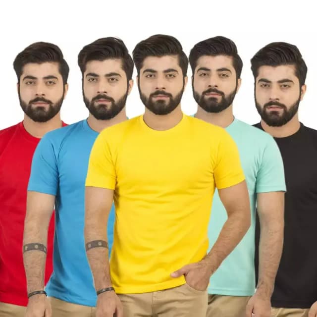 Pack Of 5 Sports Polyester Round Neck T-Shirt For Men