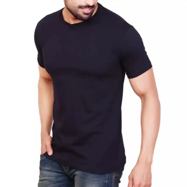 Navy Blue Round Neck T-Shirt For Men